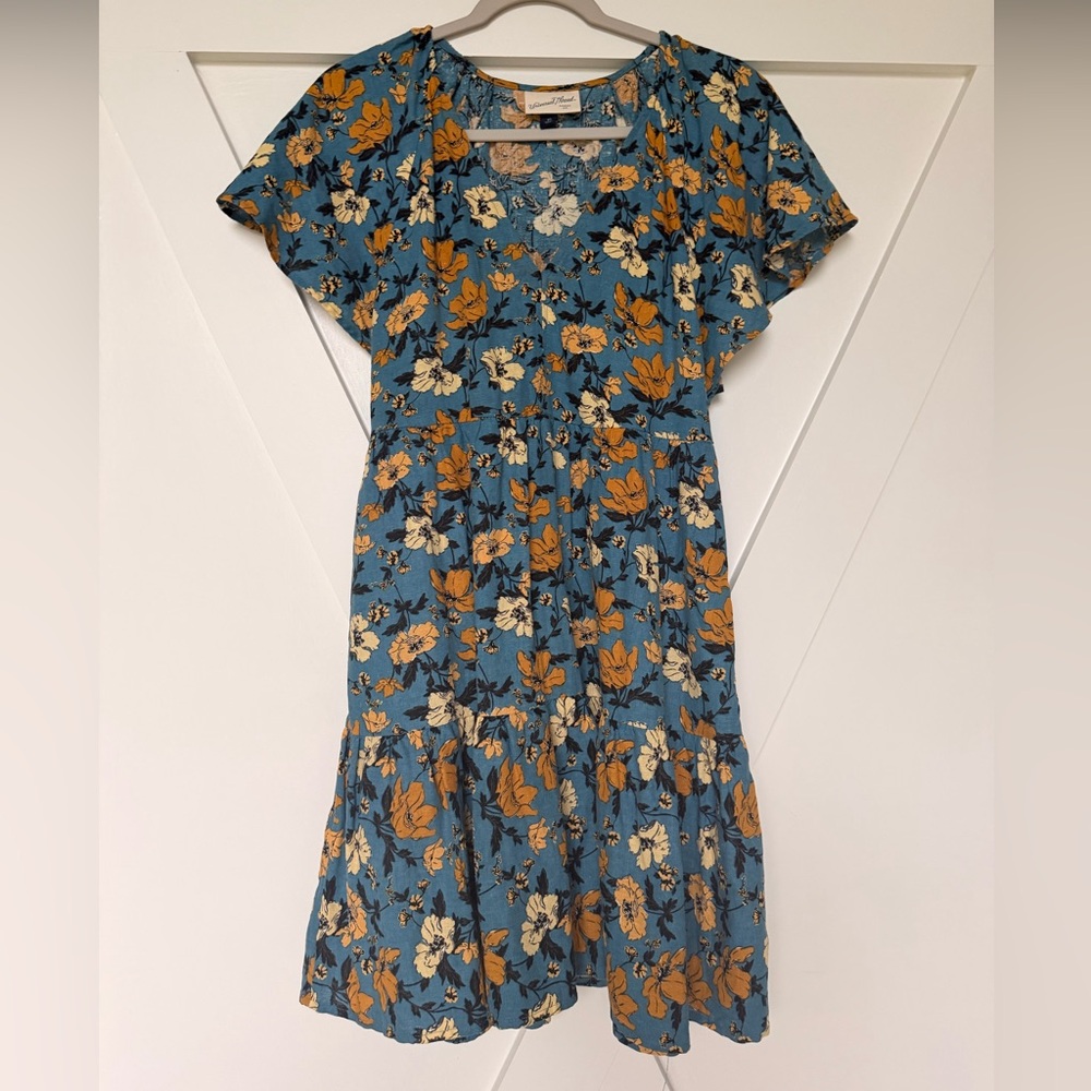 Target universal thread Floral Blue and Orange Women's Dress